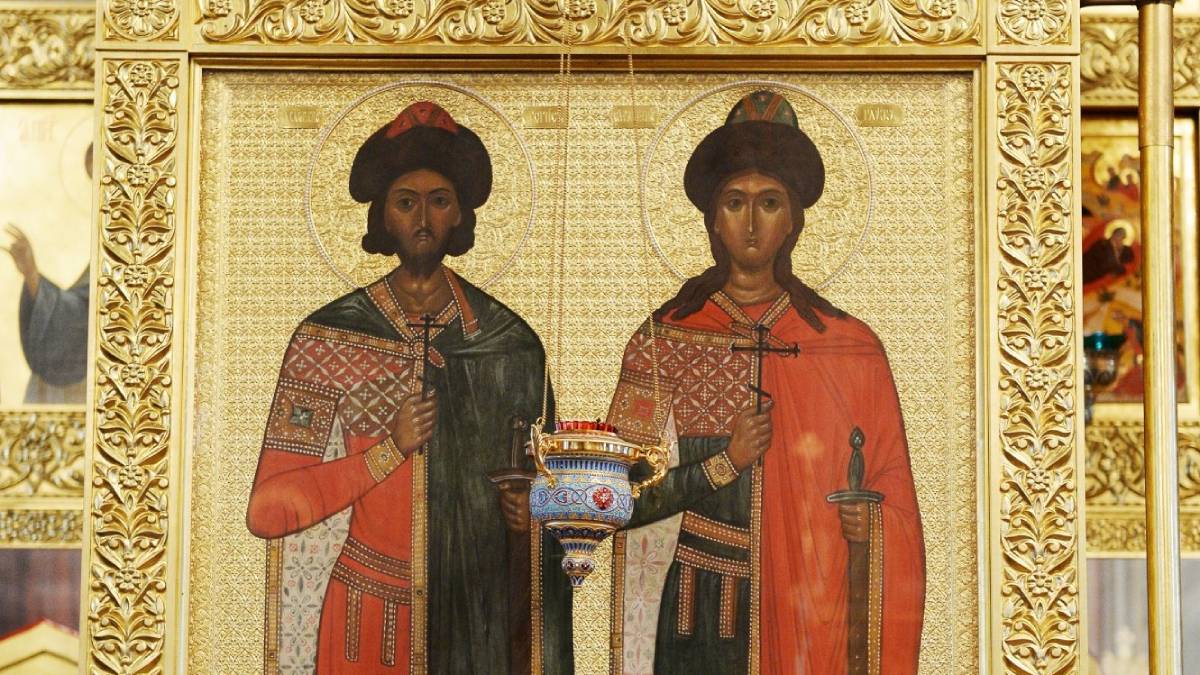 Фрагмент иконы святых мучеников и страстотерпцев Бориса и Глеба