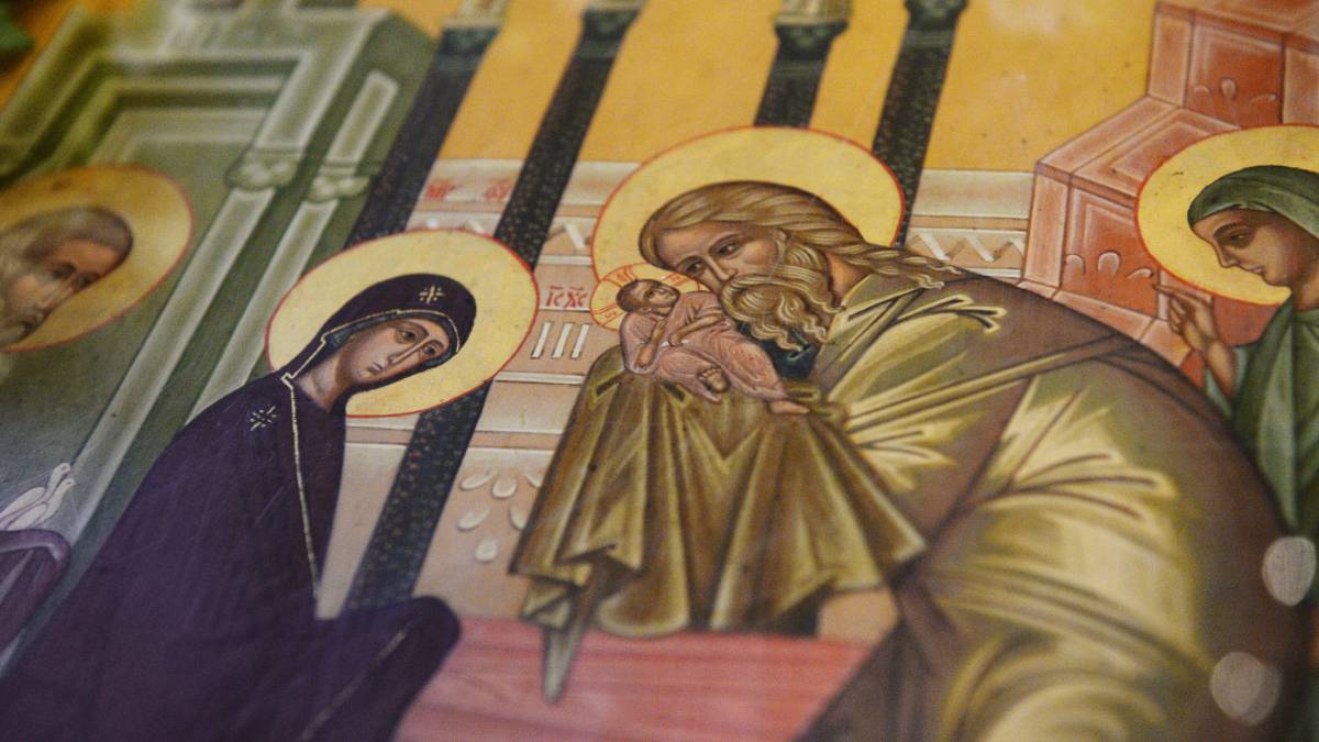 Праведный Симеон Богоприимец на иконе Сретение Господне