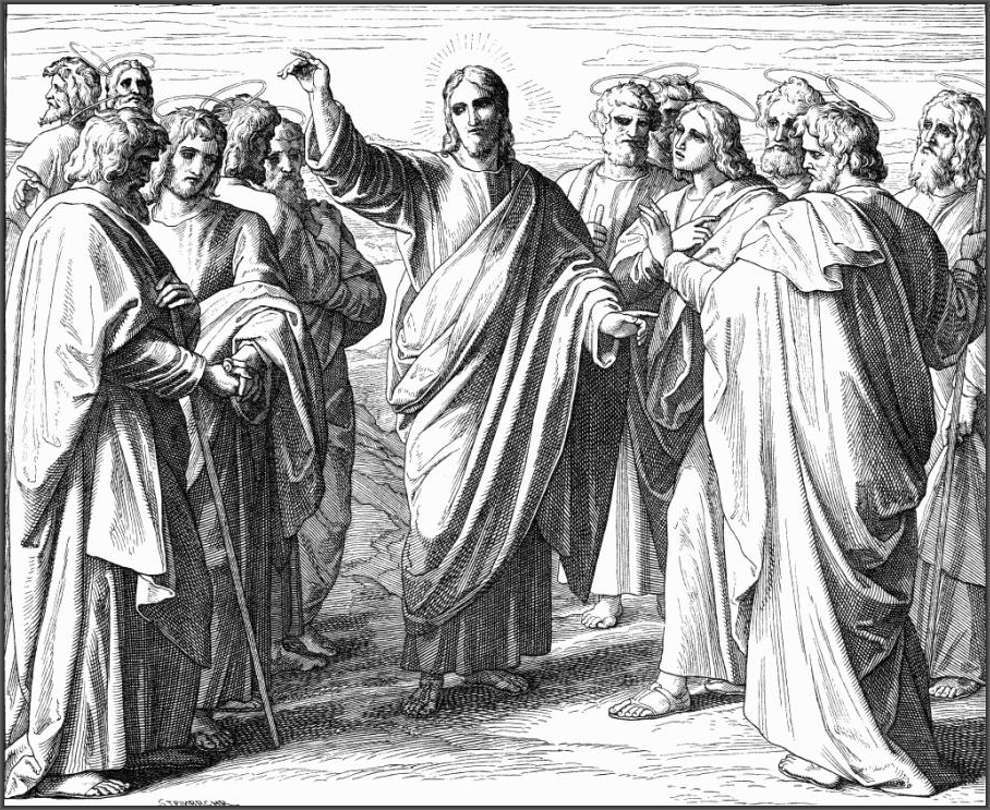 Напутствие Иисуса двенадцати апостолам. Гравюра. Ю. Ш. фон Карольсфельд