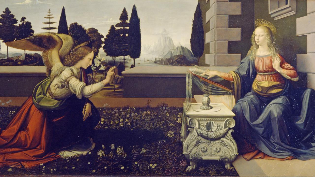 Картина с ангелом и девой